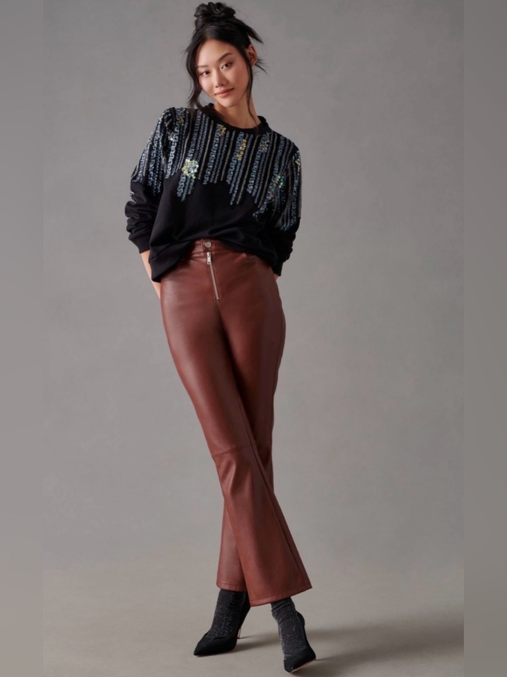 Anthropologie Let Me Be Disco Sequin Sweatshirt in Black - Picture 5 of 13